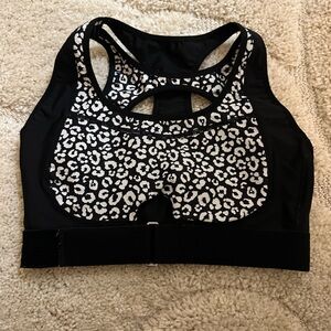 Adam Selman Sport Black and White Leopard Sports Bra